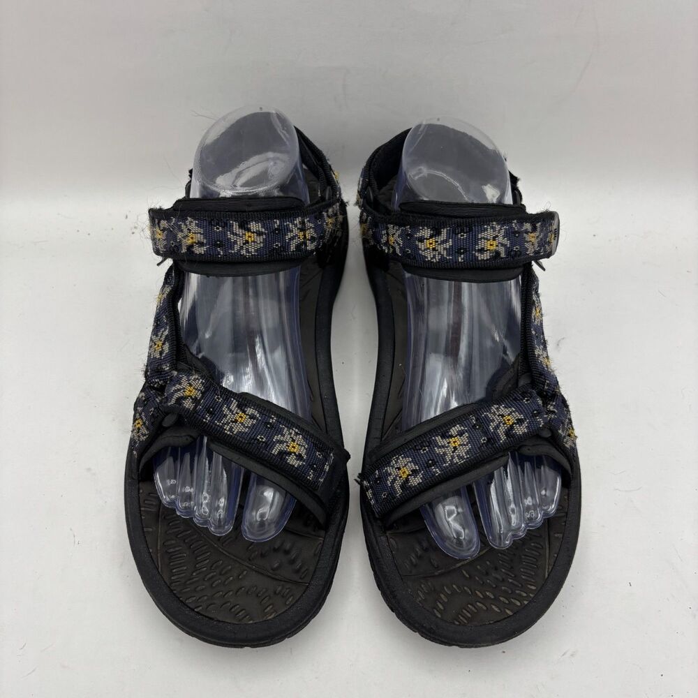 Teva Hurricane 4 Sport Sandals Women Size 9 Japanese Flower Navy Blue Black - Picture 4 of 8